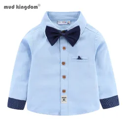 Mudkingdom Boys Shirts with Tie Long Sleeve Dress Formal Children Collar Tops Button Down Ring Bearer Clothes 210615