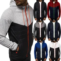 Mens Sweatshirts Casual Hooded Sportswear Jacket Patchwork Raglan Sleeve Coat Zipper Hoodies Autumn Winter Tracksuits Ytterkläder Male Hoody Streetwear S-4XL