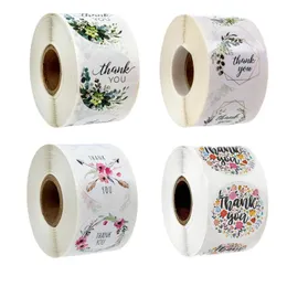 Wrap prezent 500 sztuk Dziękujemy Naklejki Flower Seal Etykiety dla Wizytówki Bill Wedding Party Favors Pakiet Zaproszenie Envitate Decor