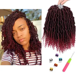 Bomb Twist virkning Hår 14 tum Spring Twist Hair Wrochet flätor Vändningar 24strands/PCS Passion Senegalese syntetiska ombre färg Hårförlängningar för kvinnor LS02