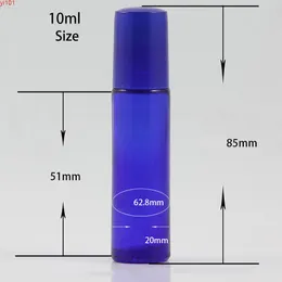 Blue Green Purple 10 ml Glass Roll On Bottle Lip Gloss Makeup Parfym Massage Eterisk Olja Tom rullbehållare Gratis frakt. Qty