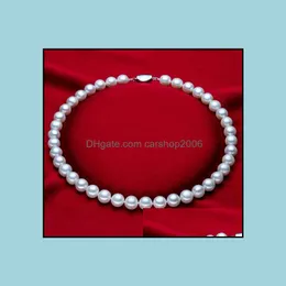 Bärade halsband hängar smycken 9-10mm White South Sea Natural Pearl Necklace 18 Inch S925 Sier Aessories 1564 Drop Delivery 2021 9OJGF