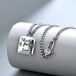 Women Square Letters Pendant Necklace Letter Blind for Love Chain Necklaces with Stamp High Quality Jewelry