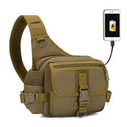 Borsa a tracolla tattica Ricarica USB Esercito Borse militari Uomo Escursionismo Caccia Pesca Molle Zaino Campeggio Nylon Outdoor Sport Pack