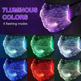 35pcs Fashion Glowing LED Mask With PM2.5 Filter 7 Colors Luminous Face Masquerade for Christmas Party Festival Masquerad Rave Masks by DHL/FedEx Delivery