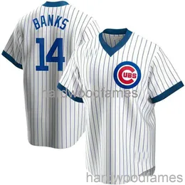 Custom Ernie Banks # 14 Branco Cooperstown Jersey Stitched Homens Mulheres Juventude Kid Beisebol Jersey XS-6XL