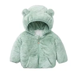 Meninos meninos meninas casacos de pele moda inverno quente espessamento criança crianças outwear orelha orelha traje sólido fleece crianças vestuário h0909