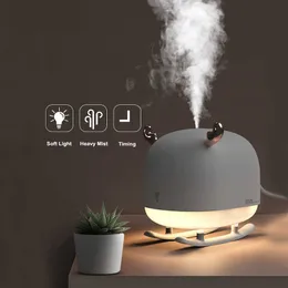 260ML Sleigh Deer Ultrasonic Air Humidifier Aroma Essential Oil Diffuser for Home Car USB Fogger Mist Maker with LED Night Lamp 210724