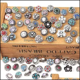 Rhinestones Jewelry50PCS 12mm Rivcaスナップボタンラインストーンルーズビーズミックススタイルヌーサブレスレットネックレスジュエリーdiy aessories c