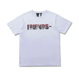 Letter Friends Scissors Print Summer Hip Hop Short Sleeve T-shirt for Men and Women