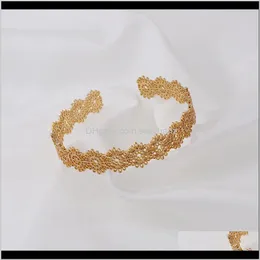 Charm Armbänder Drop Lieferung 2021 Trendy Gold Sier Farbe Zinklegierung Hollow Out Vintage Armband und Armreifen Mode für Frauen Party Schmuck