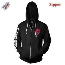 Mode Game Punk Style 2077 3D Personlighet Zipper Hoodie Casual Sports Pullover Hoodie Plus Size Spring and Autumn Models G1229