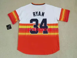 Custom sewing #34 Nolan RYAN Retro Stitch Rainbow Jersey NEW Men Baseball Jersey XS-5XL