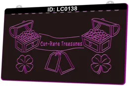 LC0138 Cut Rate Treasures Light Sign incisione 3D