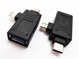 USB-kontakter, 2 i 1 USB3.1 Typ C + Micro-USB Man till USB3.0 Kvinna OTG Adapter Converter / 5PCS