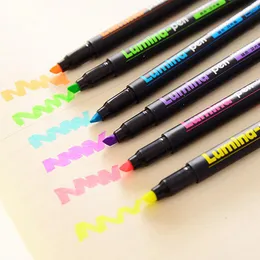 Highlighters JUKUAI 6 Pcs/Lot Lumina Pens Fluorescent Highlighter For Paper Copy Fax Drawing Marker Pen Office Material School Supplies 8024