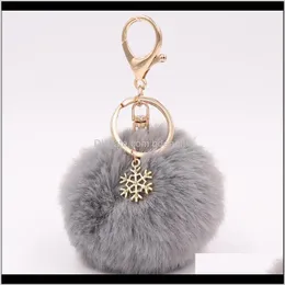 Portachiavi Moda Aessories Drop Delivery 2021 Portachiavi carino Fiocco di neve Palla di pelo Portachiavi Ciondolo Peluche Bambola Giocattolo per bambini Ragazza Borsa Telefono Ornamento