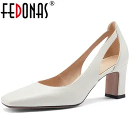 FEDONAS Elegant Shallow Shoes For Women Genuine Leather High Heels Pumps Female Calssic Spring Wedding Party Women'S Shoes 210820