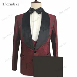 Thorndike 2020 New Male Wedding Prom Suit Green Slim Fit Tuxedo Uomo Abiti da lavoro formale da lavoro Abiti 3 pezzi Set (giacca + pantaloni + gilet) X0909