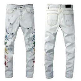 Mens jeans Designer jean man Wholesale Brand Casual Patchwork Ripped Holes Skateboard Splicing Straight Motorcycle Biker stretch Slim Hip Hop denim Skinny Pant