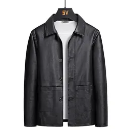 Fashion Men's Leather Jacket Autumn Simple Lapel Slim Solid Color M-5XL Casual Chaquetas Los Hombres 211110
