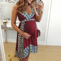 TelUtuny Sukienka Macierzyńska Kobiety Ciężarne Maternity Stripe Pielęgniarstwo piersią Lato Backless Sukienka Ciąża Sukienka Nightdress Q0713