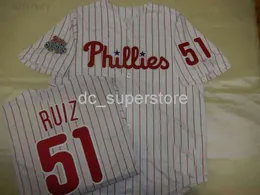 Custom Carlos Ruiz 2008 World Series Sewn Baseball Jersey Stitch Qualquer Número Número Homens Mulheres Junta de beisebol juvenil