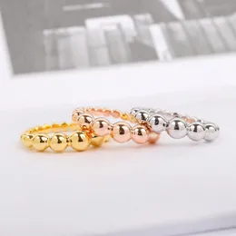 Luxury quality punk band ring with beads design in three color plated for women and mother party jewelry gift have velet bag PS4609