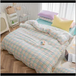 Plaid Bedding Cute Quilt Pillowcase Blue Bed Flat Sheets Modern Duvet Cover Set Twin Full Single Girls Bedclothes Jxt7u Qiupy