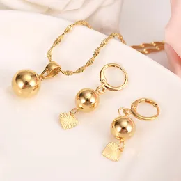 Amazing Europe beads necklace/ earring pendant set chain wedding 9 k Yellow G/F gold multi layer crane heart Indian jewelry