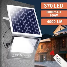 370/120/64LED солнечная лампа для улицы, пульт дистанционного управления, водонепроницаемый для сада, улицы, пейзажа, настенный прожектор на солнечной энергии