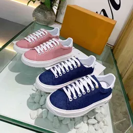 Casual Shoes Denim Lace Up Print Canvas Sports Women Designer Side Stellar Low Top Sneakers Q-73