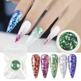 1PCS Cexagon Cearów Paznokcie Glitter Blosły syrena paznokci Paznotka Paski Poliska Dekoracja manicure