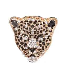 Fashion Full Rhinestone Leopard Head Brooch Pins Elegant Men And Women Crystal Animal Brooches Jewelry Good Gifts