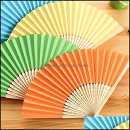 Decoration Event Festive Supplies Home & Garden Chinese Hand Paper Fans Pocket Folding Bamboo Fan Wedding Party Factory Direct Sales Favor D