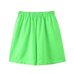 Pantalones cortos verdes para mujer, pantalones de chándal informales sueltos, cintura elástica de verano, pantalones cortos lisos para mujer