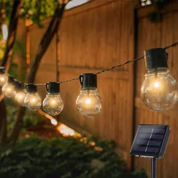 Solar Lamps 25FT Patio String Light Christmas Lights G40 Globe Festoon Bulb Fairy Outdoor Garden Decoration
