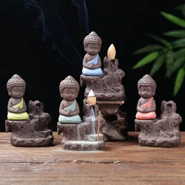 Fragrance Lamps Creative Backflow Incense Burner Purple Sand Little Monk Mountain Water Thread Fumigator Ceramic Path Home Office Furnishings