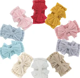 2021 Cute Big Bow Hairband Baby Girls Toddler Kids Lace Elastic Headband Knotted Lace Turban Head Wraps Bow-knot Hair Accessories