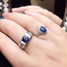 Cluster Rings Natural Sri Lanka Sapphire S925 Ring Elegant Fine Fashion Wedding Jewelry For Lover MeibaPJFS