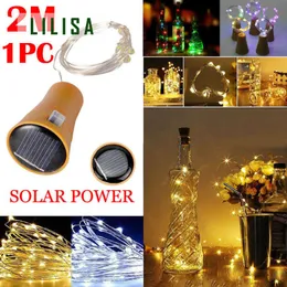 Struny 1 pc 2m LED Solar Lampy ciągowe Cork Bottle Bottle Korek miedziany Drut Lights Fairy For Party Wedding Decoration # 4