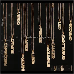 Necklaces & Pendants 12 Constellation Classic Taurus Virgo Sagittarius Gold Zodiac Sign Round Pendant Chain Necklace Jewel
