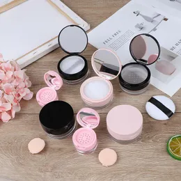 Lagringsflaskor Krukor 7Styles bärbar plastpulverlåda Tom lös kruka med siktspegel Kosmetisk Sifter Jar Travel Makeup Container