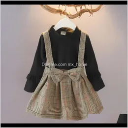 Dziecko Odzież dziecięca Drop Dostawa 2021 Cute Grid Drukowane sukienki 3 Zima Jesień Z Długim Rękawem Kids Design Girls Princess Dress 17T 04