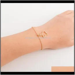 Ювелирные украшения доставки 2021 5pcs Small of Texas Map Bracelet Simple Hollow Texan American USA Hometow