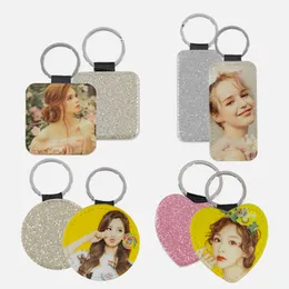 30 Styles DIY Sublimation Leather Keychains Household Sundries Key Pendants Thermal Transfer Keyring White Gift Keychain Accessories