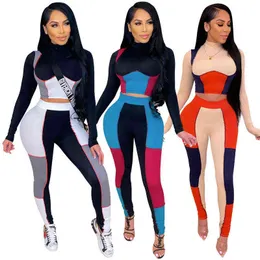 Track Dress Women SportWeear Z Długim Rękawem Crop Tops and Spodnie Legginsy Zestawy 2 sztuki Lounge Wear SweatSsuit Hurtownie Dropping 211116