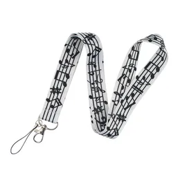 K2056 Whole 20pcs/lot Musical Notes Lanyard Keychain Lanyards for Keys Badge ID Mobile Phone Rope Neck Straps Accessories