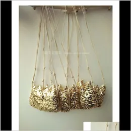 Handväskor Tillbehör Baby Kids Maternity Drop Leverans 2021 Barn Gyllene Sliver Sequins Shoulder Bling Gold Crown Hand Messenger Oneshould