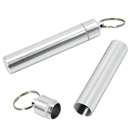 Silvermetall Airtight Förseglad ört Stash Jar Storage Container 14ml Aluminium Luktsäker Travel Tubes Tobacco Tube